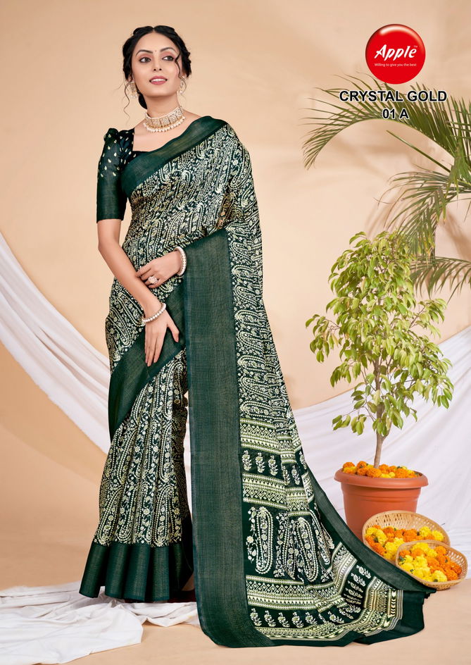 Apple Crystal Gold 01 Daily Wear Printed Sarees
